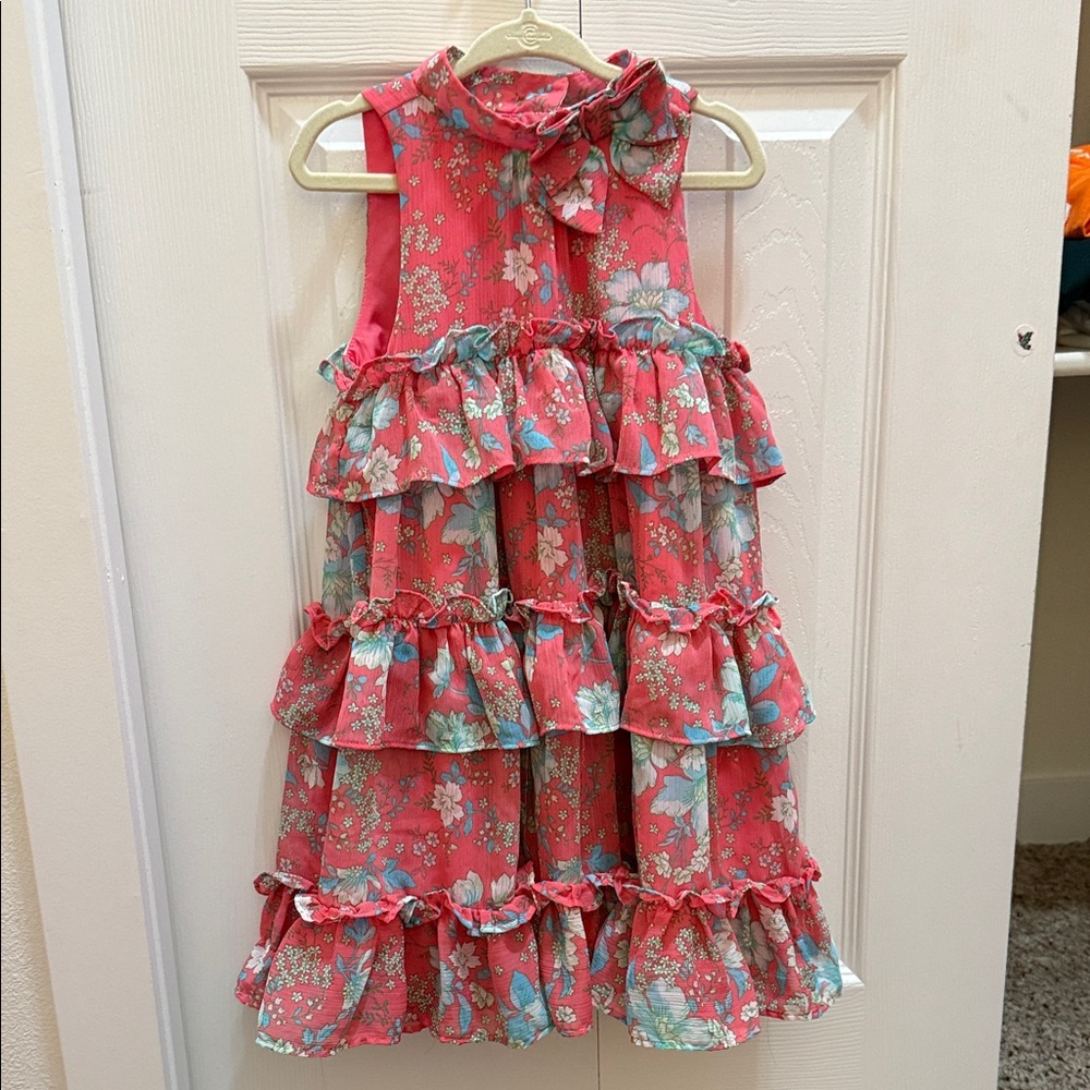 Janie and Jack Floral Ruffle Dress - Pink and Blue